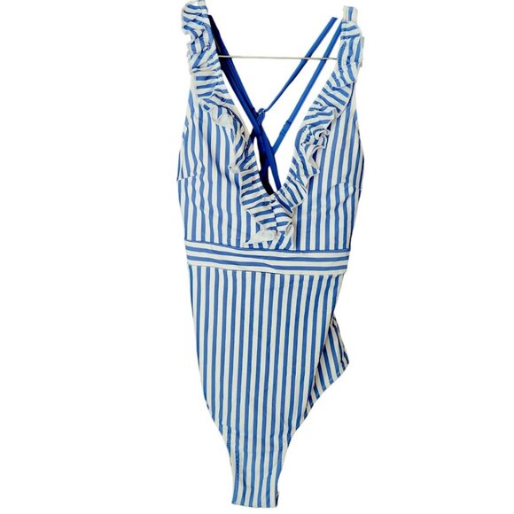 Cupshe Women's Small One Piece Swimsuit Sailor Ruffled Back Cross Nautica - Picture 10 of 10